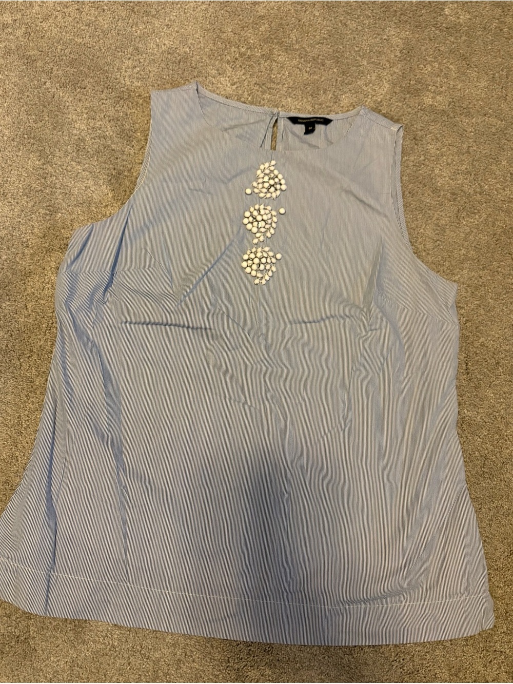 Banana Republic Light Blue Sleeveless Beaded Tank M